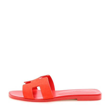 Hermes Suede Goatskin Oran Sandals 39 Rouge Grenadine 1 of 10