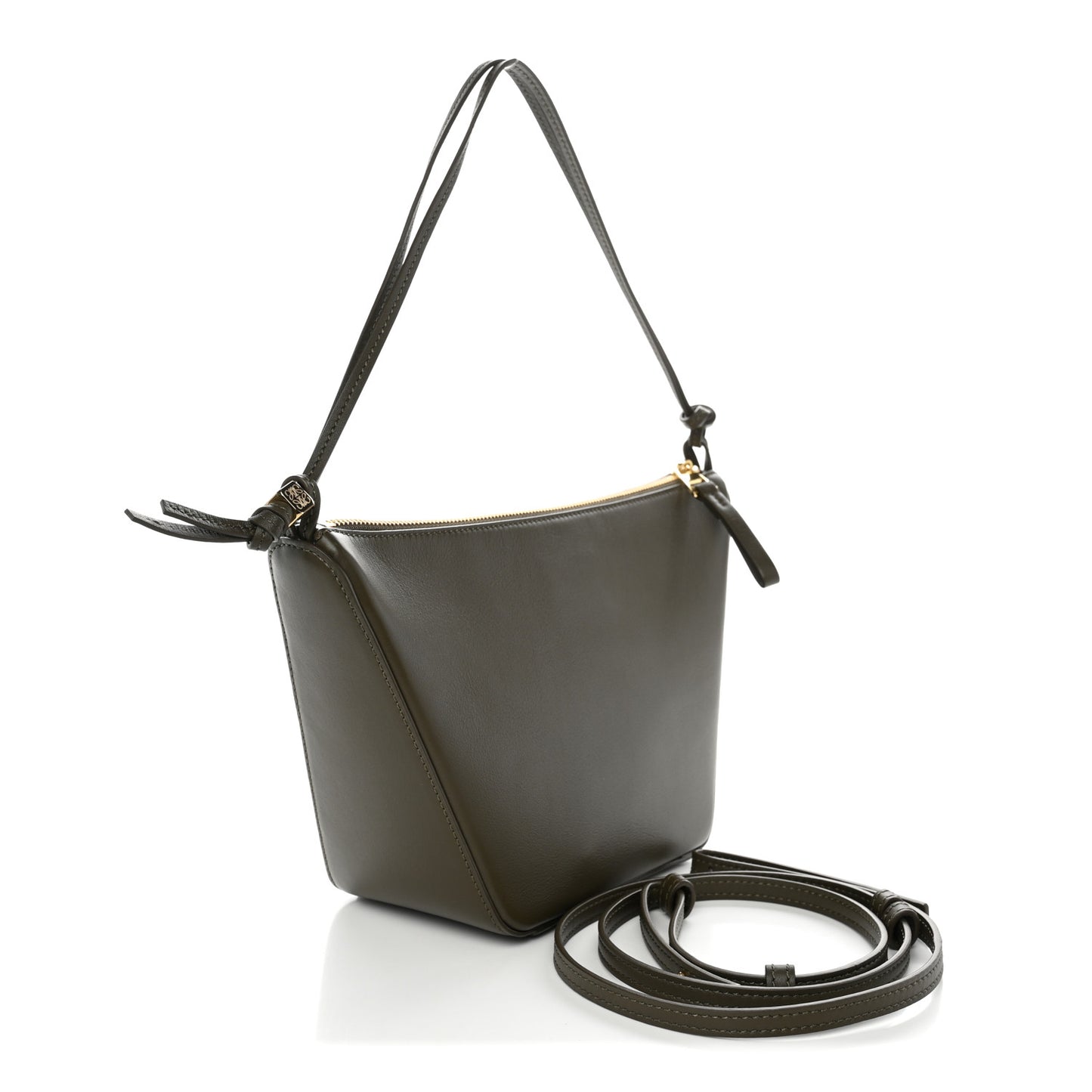 Calfskin Mini Hammock Hobo Dark Khaki Green