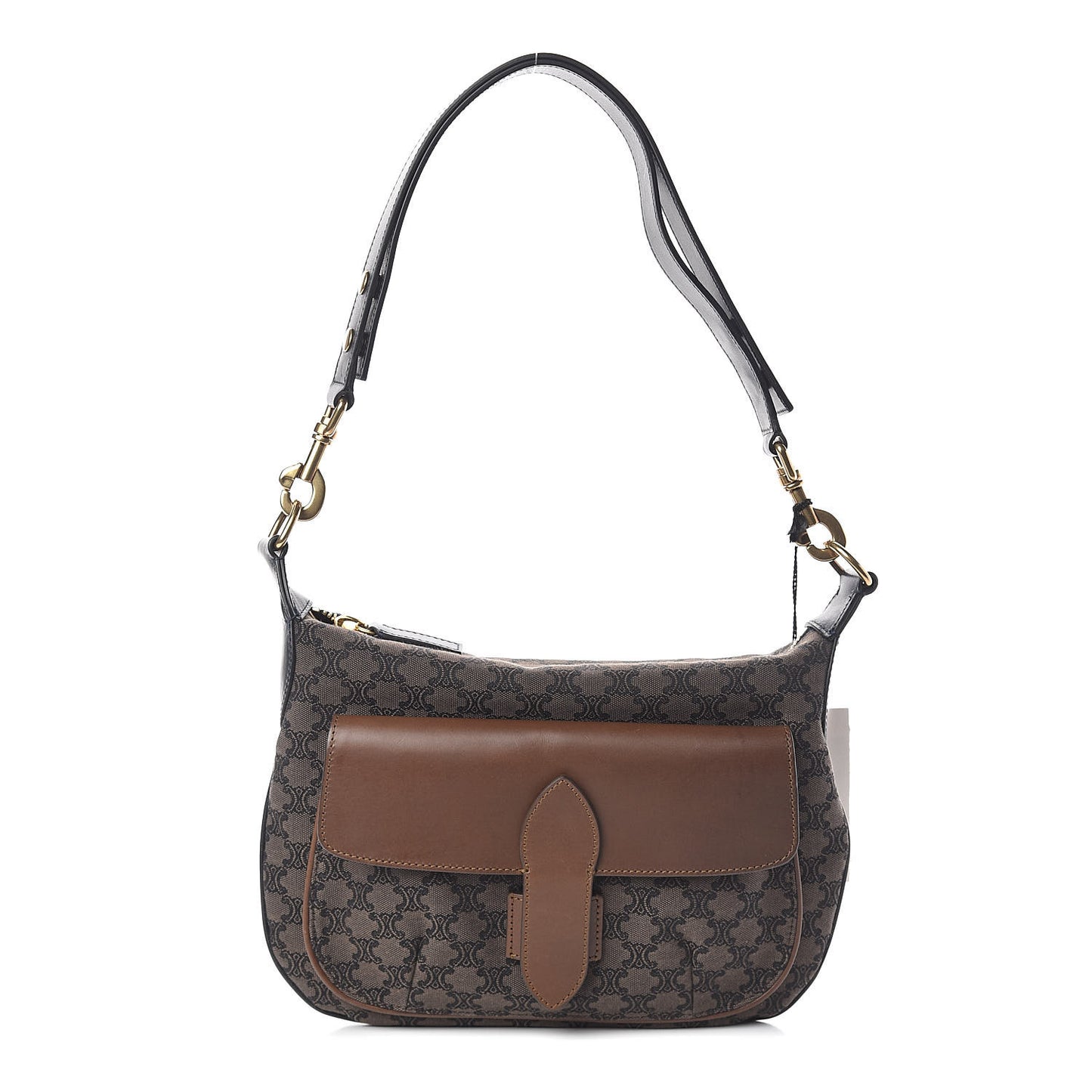 Smooth Calfskin Canvas Triomphe Shoulder Bag Tobacco