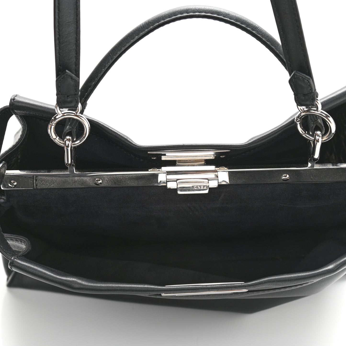 Vitello Dolce Marmol Patent Crocodile Trapuntata Large Peekaboo Iconic Satchel Black Fumo