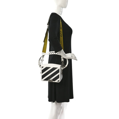 Off-White Saffiano Striped Mini Diag Binder Clip Bag White Black 3 of 12