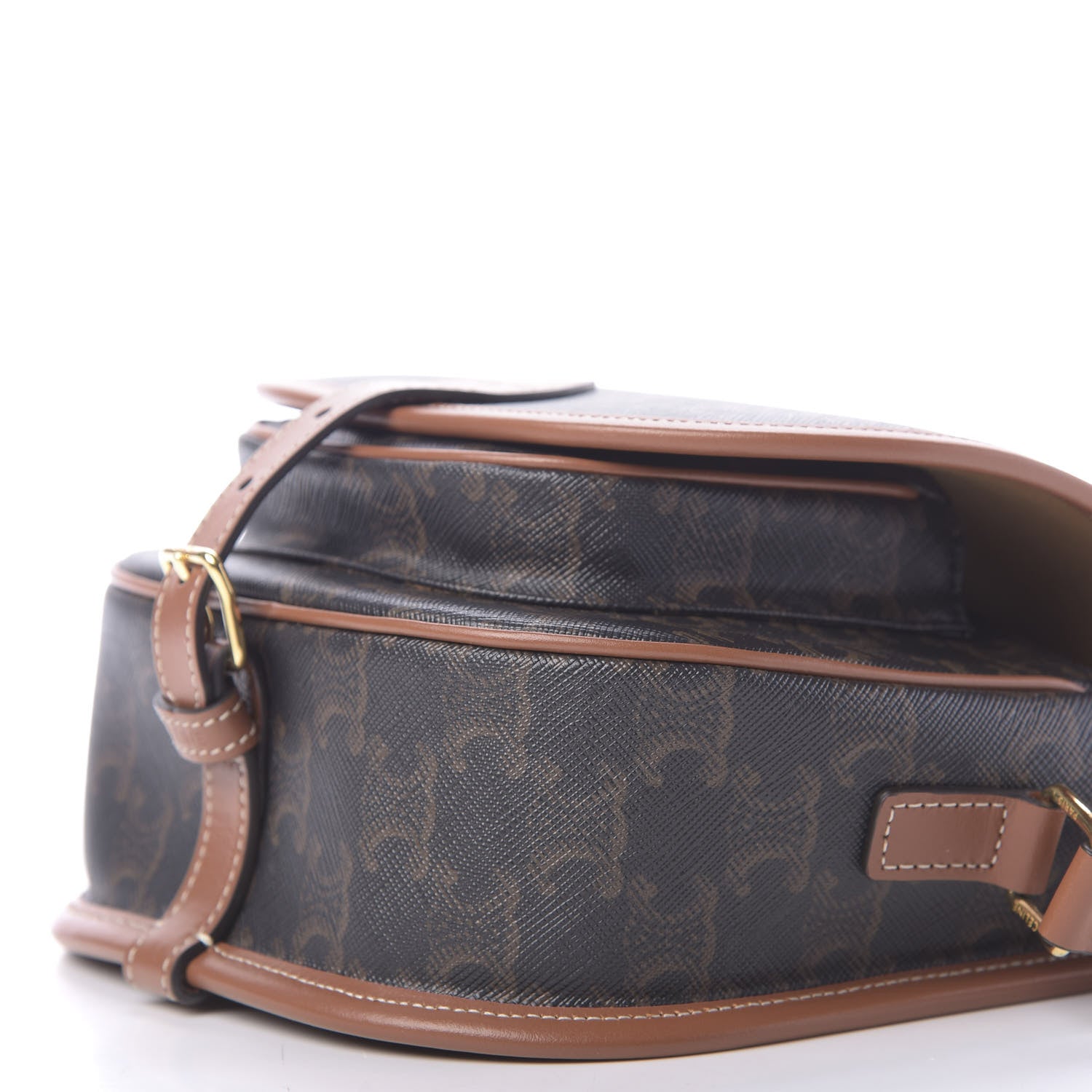 Celine Triomphe Canvas Medium Folco Bag Tan 7 of 9