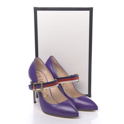 Gucci Malaga Kid Sylvie High Heel Pumps 36.5 Shine Purple 9 of 9