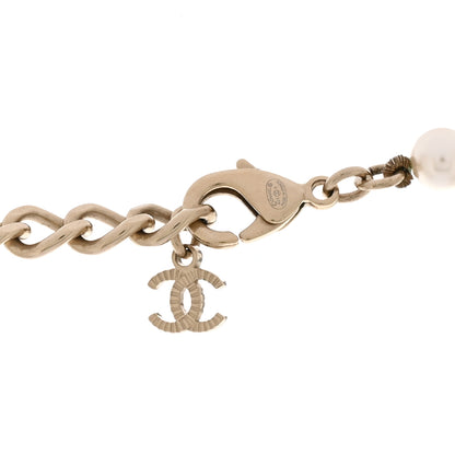 Chanel Pearl Crystal Baguette CC Short Necklace Gold 5 of 6