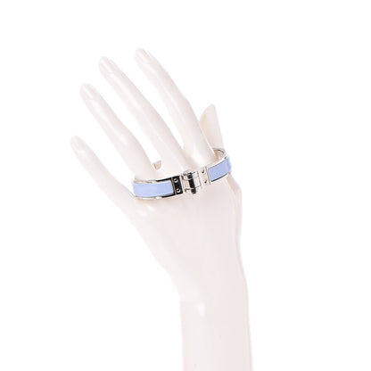 Hermes Enamel Charniere Uni Narrow Hinged Bracelet S Bleu Lupin 2 of 5