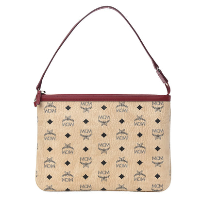 MCM Visetos Liz Shopper Tote Pouch Beige Ruby Red 1 of 6