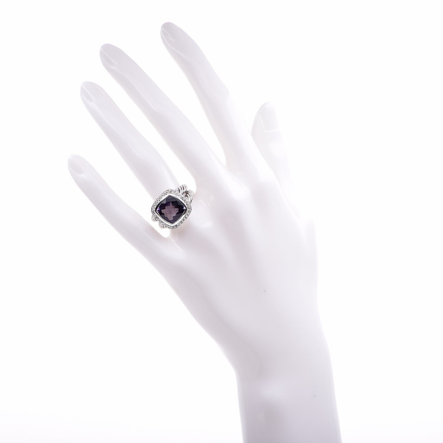 David Yurman Sterling Silver Diamond Amethyst 11mm Albion Ring 53 6.5 2 of 6