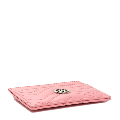 Gucci Calfskin Matelasse GG Marmont Card Holder Wild Rose 4 of 7