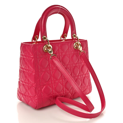Christian Dior Lambskin Cannage Medium Lady Dior Fuchsia 3 of 13