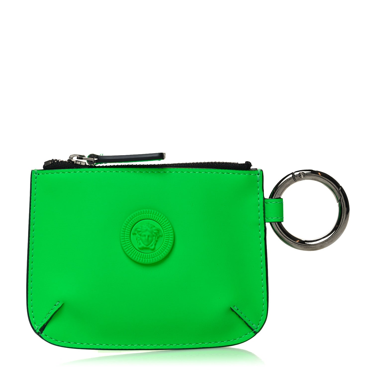 Versace Rubber Calfskin Medusa Key Pouch Neon Green 1 of 7