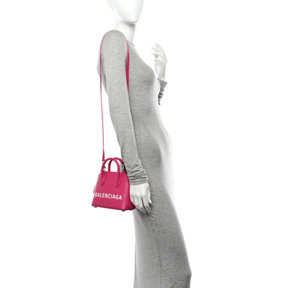 Balenciaga Grained Calfskin Logo XXS Ville Top Handle Bag Violet White 2 of 10