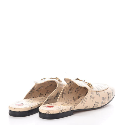 Gucci Calfskin Stamp Print Womens Princetown Slippers 40 Soy Black 4 of 8