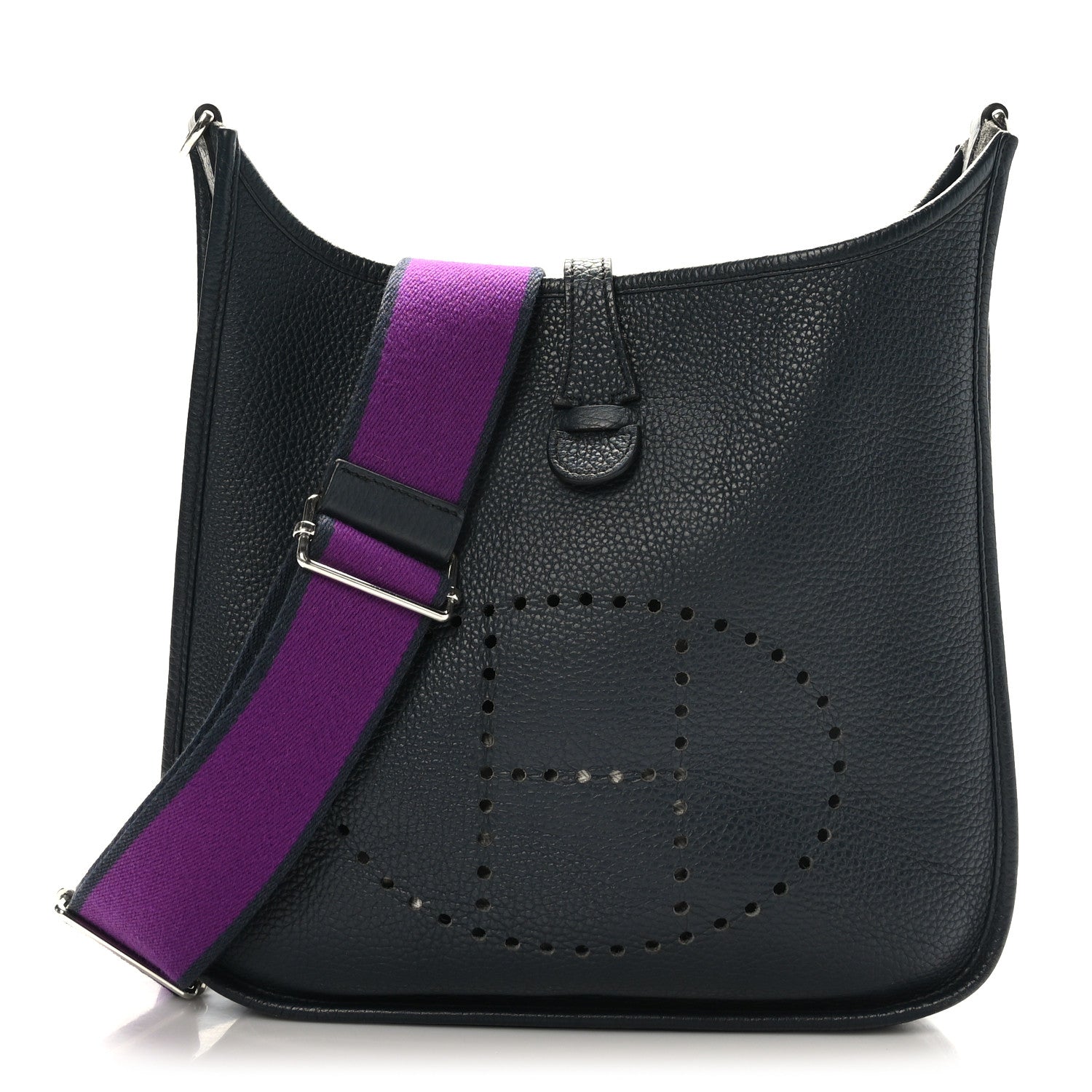 Hermes Taurillon Clemence Amazone Evelyne III PM Bleu Obscur Ultraviolet 1 of 9