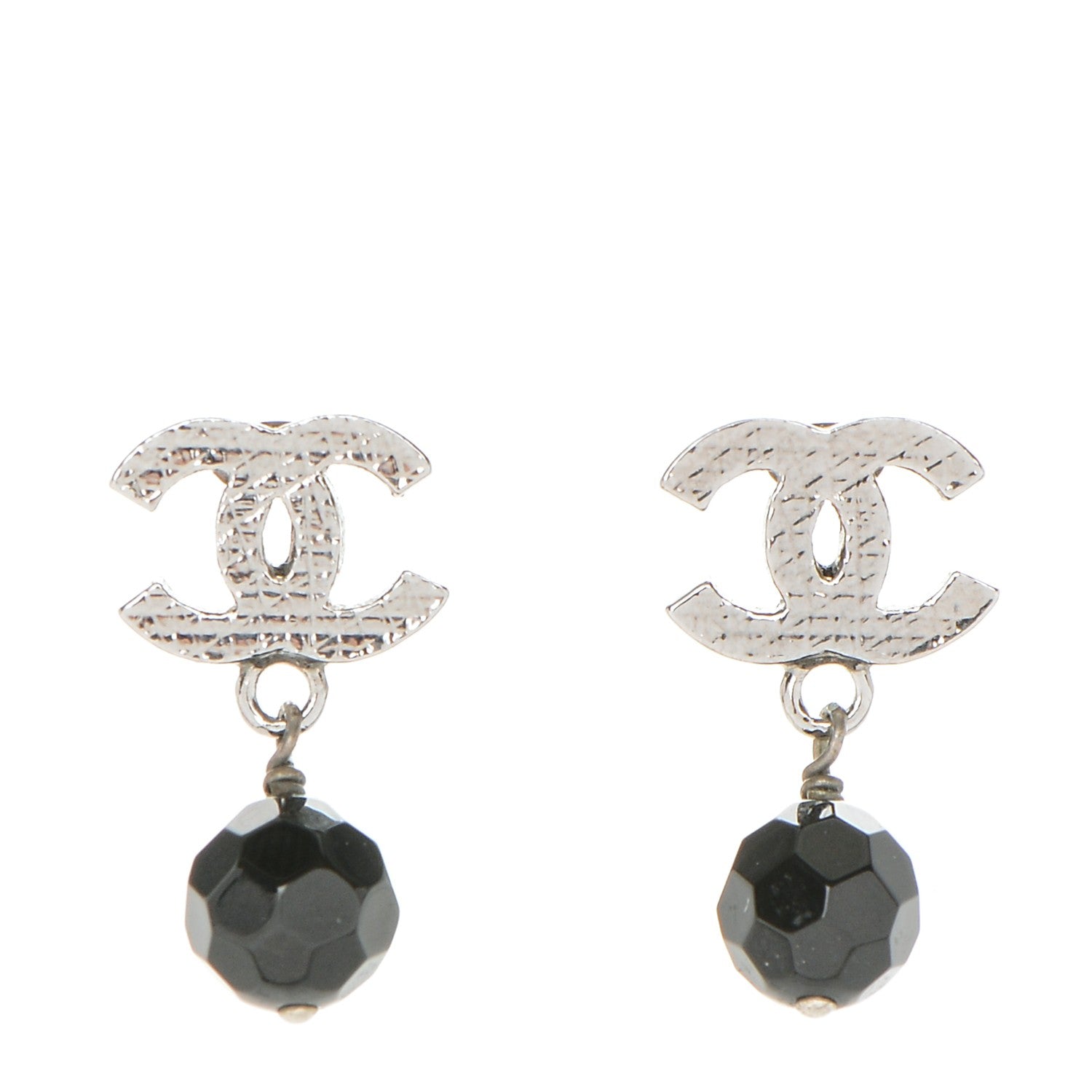 Chanel Ruthenium Bead CC Drop Earrings Black 1 of 4