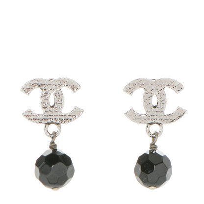 Chanel Ruthenium Bead CC Drop Earrings Black 1 of 4