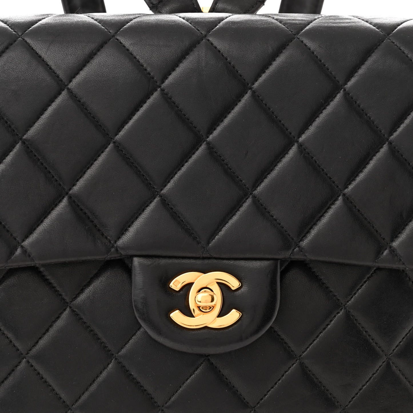 Lambskin Quilted Backpack Dark Brown