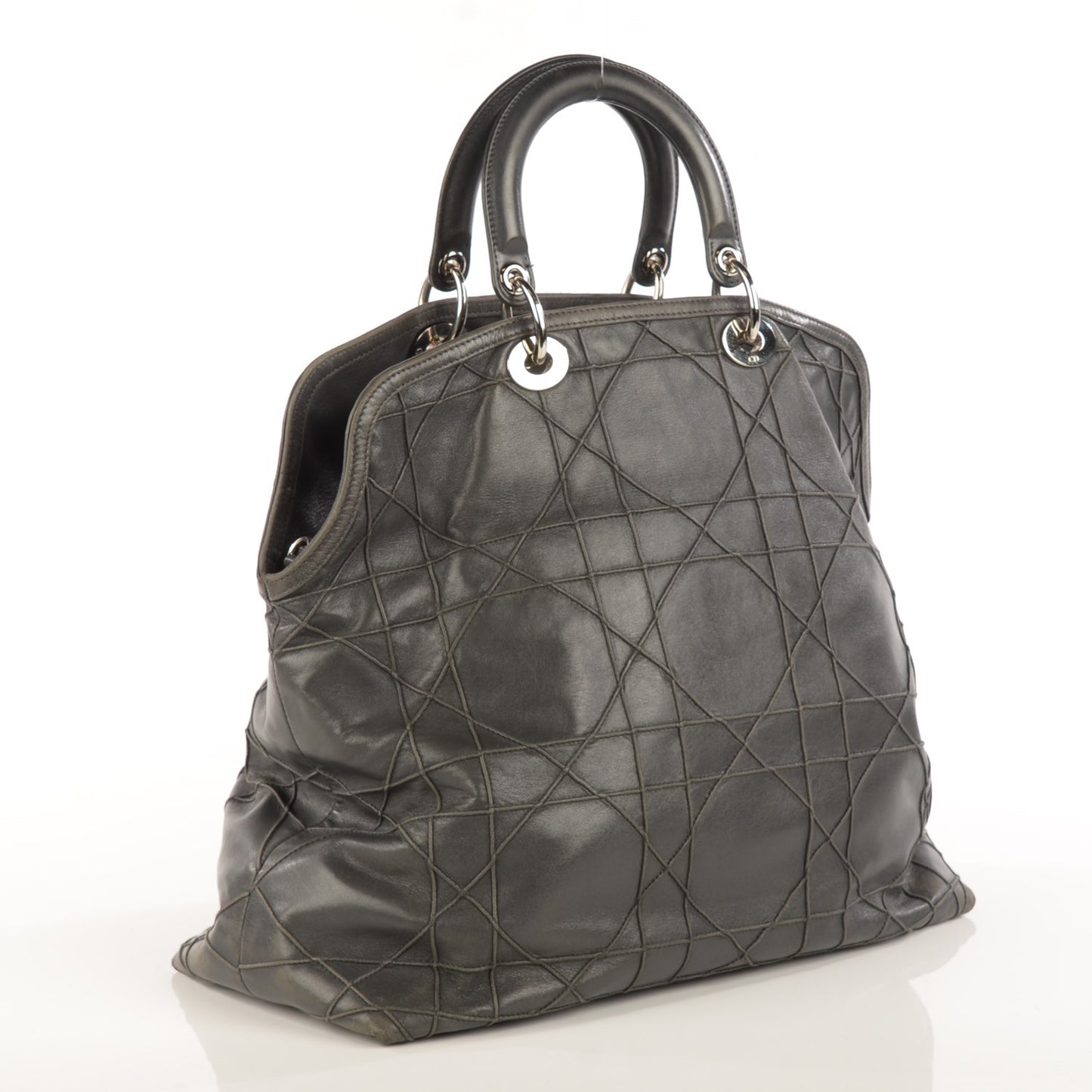 Lambskin Cannage Medium Granville Tote Grey