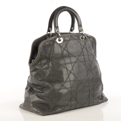 Christian Dior Lambskin Cannage Medium Granville Tote Grey 3 of 9