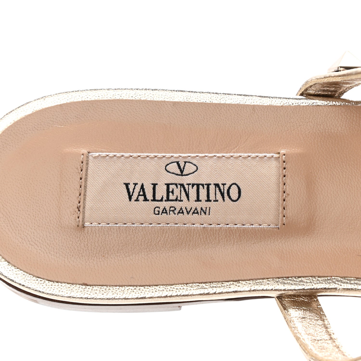 Valentino Garavani Metallic Nappa Rockstud Caged Flat Slide Sandals 37.5 Skin 7 of 8