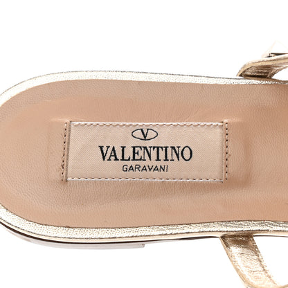 Valentino Garavani Metallic Nappa Rockstud Caged Flat Slide Sandals 37.5 Skin 7 of 8