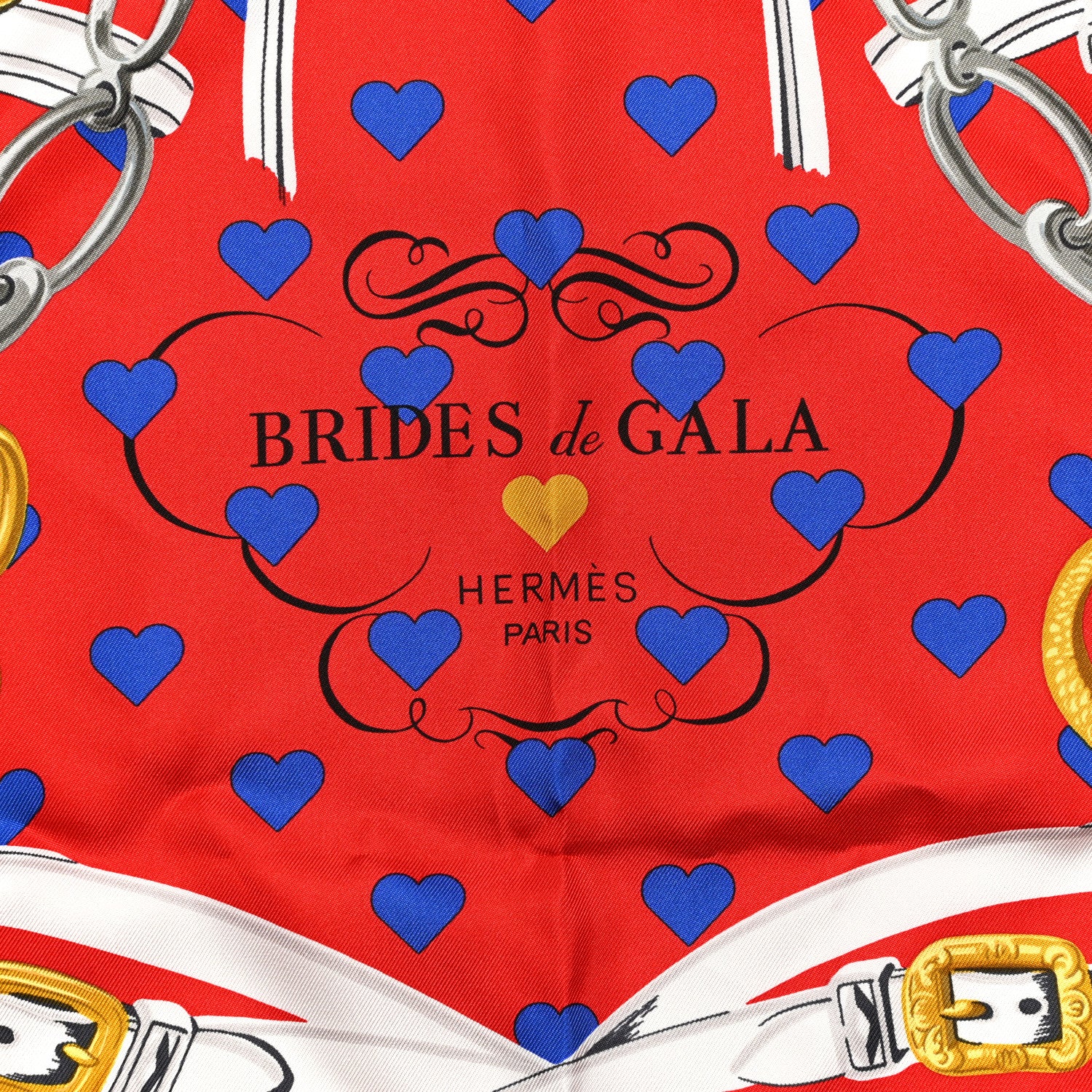 Hermes Silk Brides De Gala Love Scarf 90 Rouge Vif Marine White 2 of 4