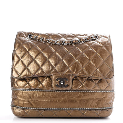 Chanel Metallic Aged Calfskin Expandable Flap Bag Dark Gold 3 of 10