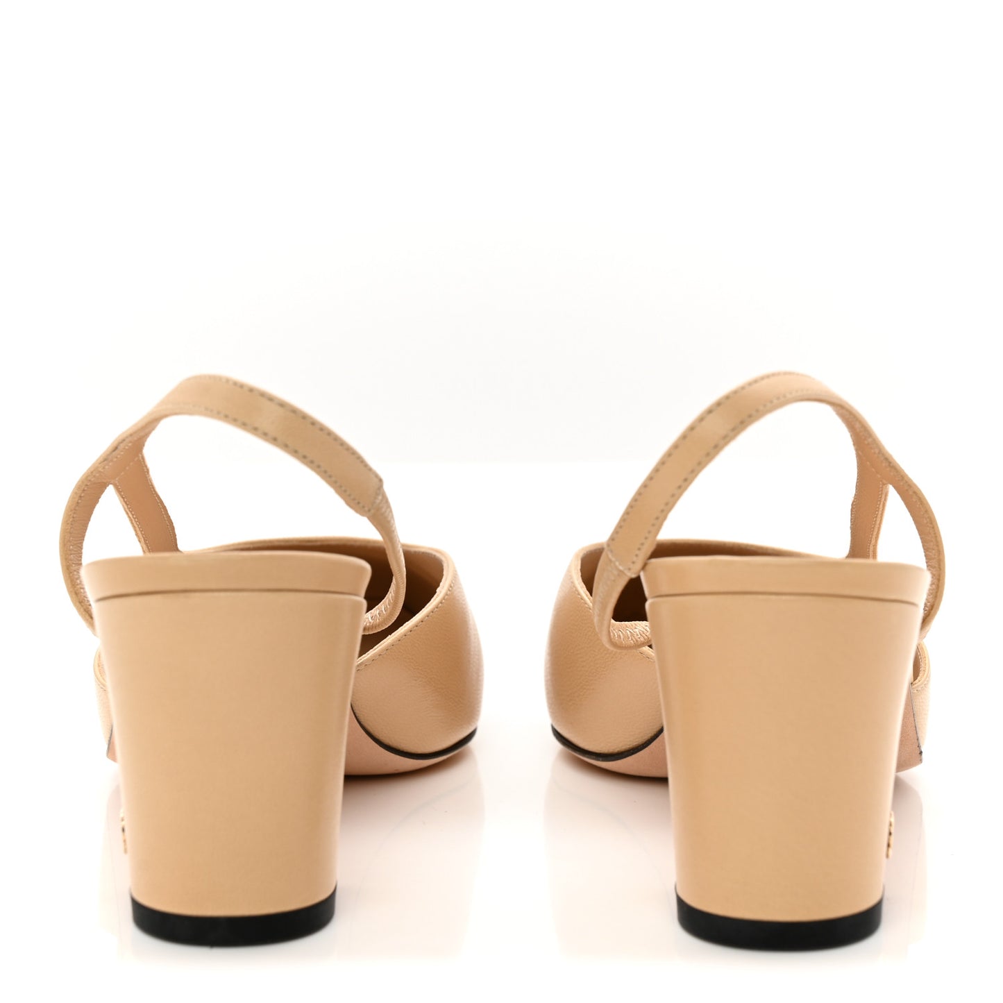 Goatskin Grosgrain Cap Toe CC Slingback Pumps 39.5 Beige Black