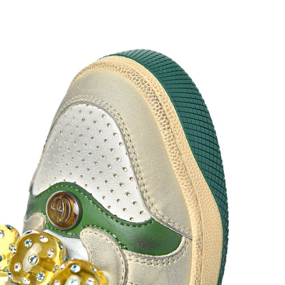 Gucci Nubuck Web Cherries Womens Screener Sneakers 35 Dusty Milk White Vintage Green 11 of 18