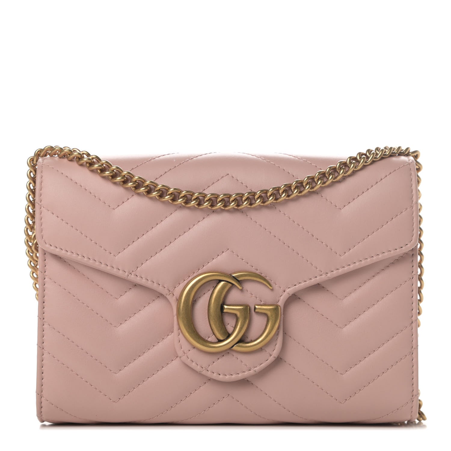 Gucci Calfskin Matelasse GG Marmont Chain Wallet Perfect Pink 1 of 5