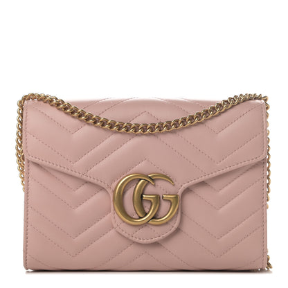 Gucci Calfskin Matelasse GG Marmont Chain Wallet Perfect Pink 1 of 5