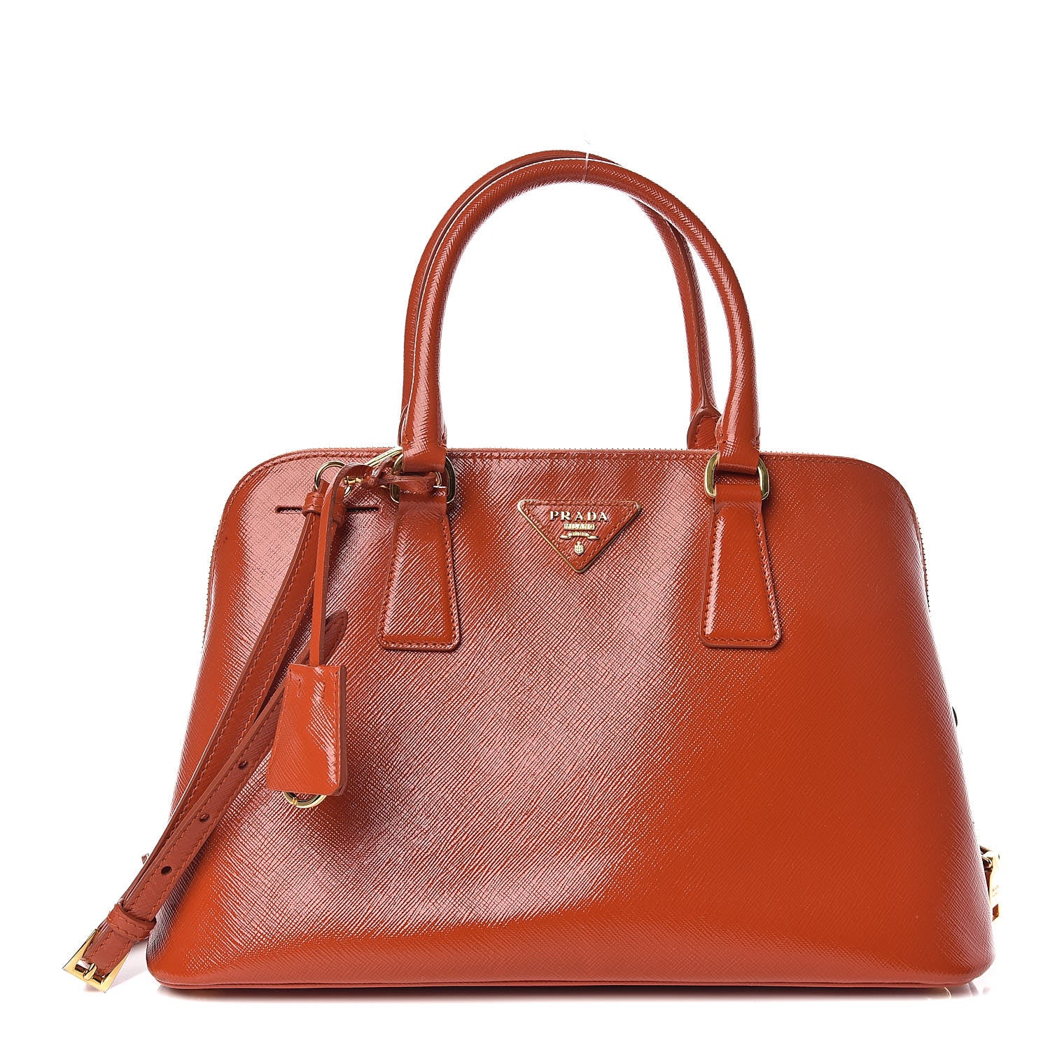 Prada Saffiano Vernice Medium Promenade Tote Arancio 1 of 16