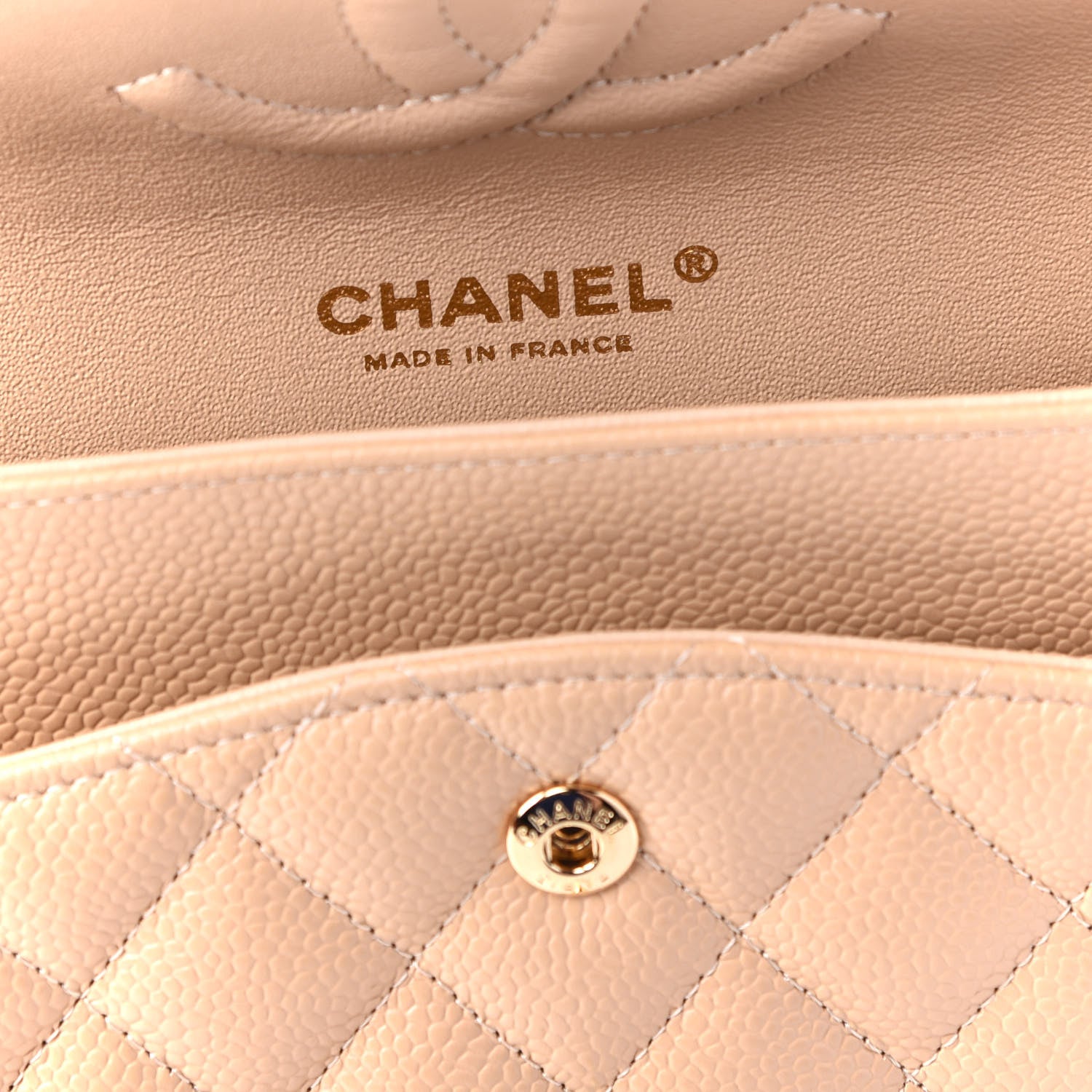 Chanel Caviar Quilted Medium Double Flap Light Beige 7 of 9