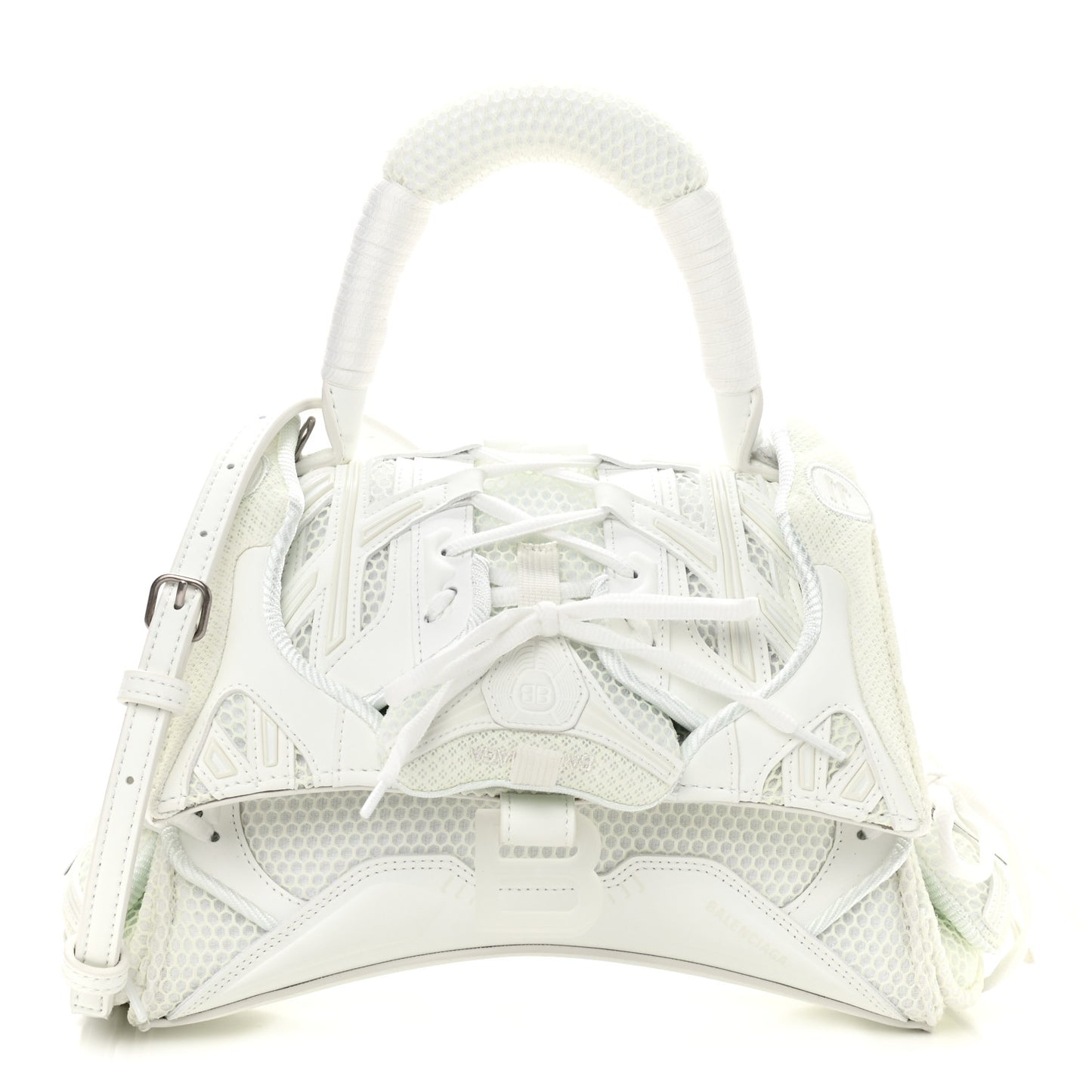 Faux Calfskin Fabric Glow In The Dark Small Sneakerhead Top Handle Bag White
