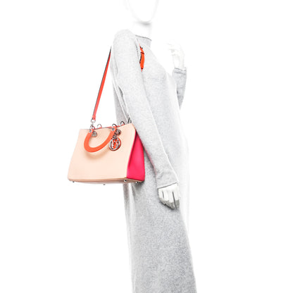 Christian Dior Smooth Calfskin Medium Tri-Color Diorissimo Tote Pink Fuchsia Orange 2 of 10