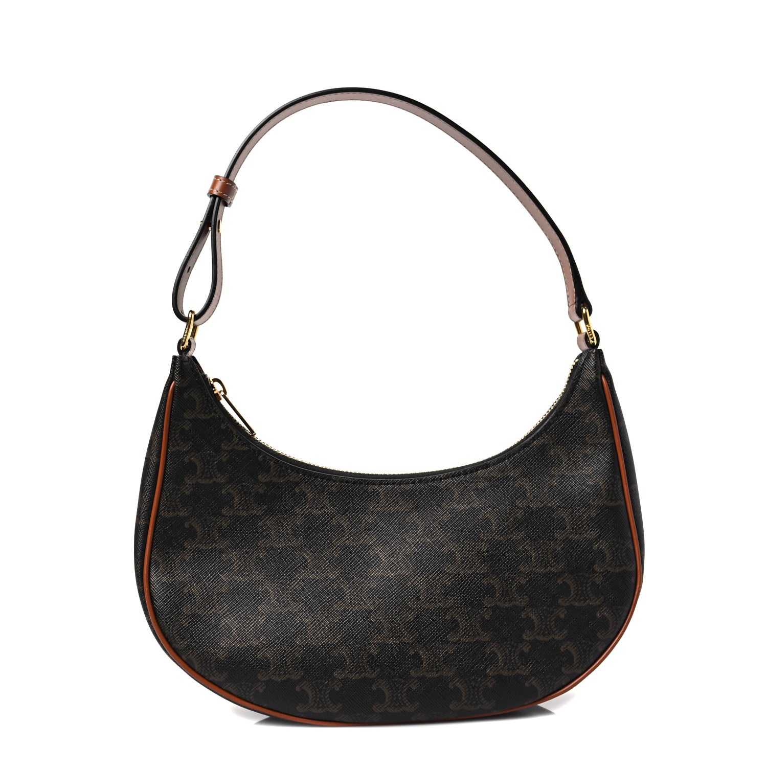 Celine Triomphe Canvas Calfskin Ava Shoulder Bag Tan 1 of 7