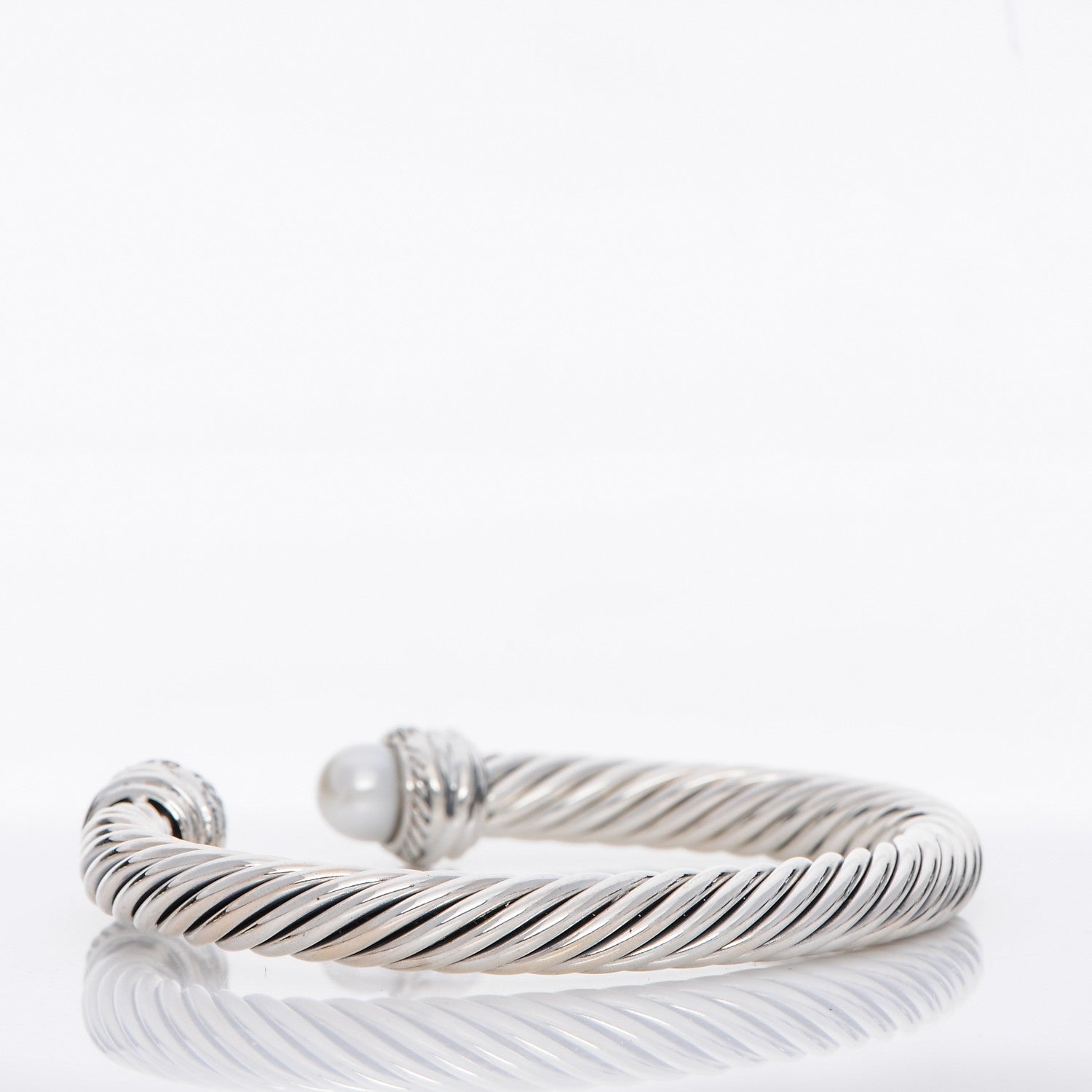 David Yurman Sterling Silver Diamond Pearl 7mm Cable Classics Bracelet 3 of 6