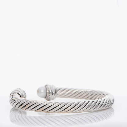 David Yurman Sterling Silver Diamond Pearl 7mm Cable Classics Bracelet 3 of 6
