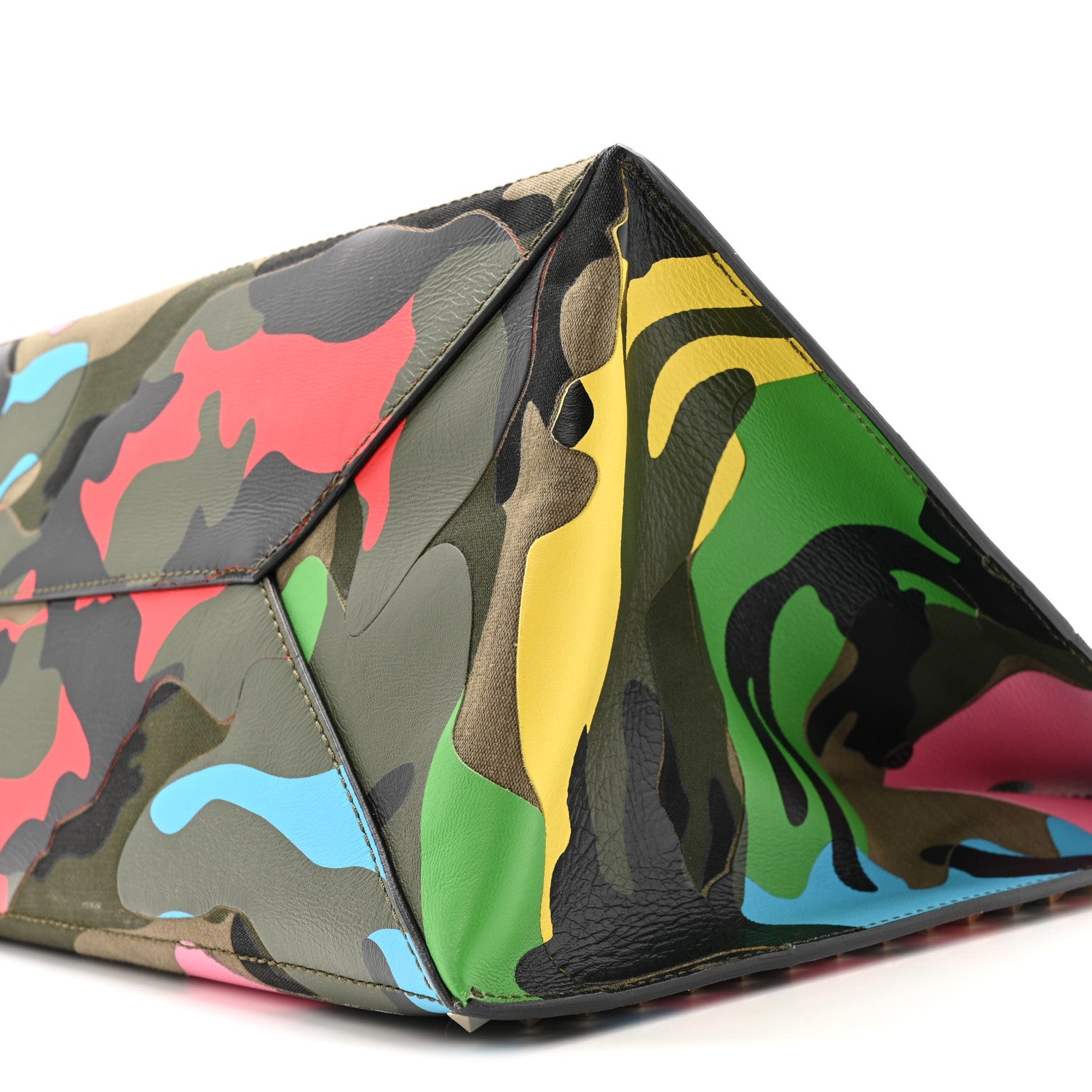 Valentino Garavani Nappa Canvas Camouflage Rockstud Soft Tote Green Multicolor 9 of 14