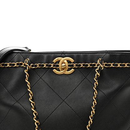 Chanel Calfskin Stitched Small Shopping Tote Black 8 of 10