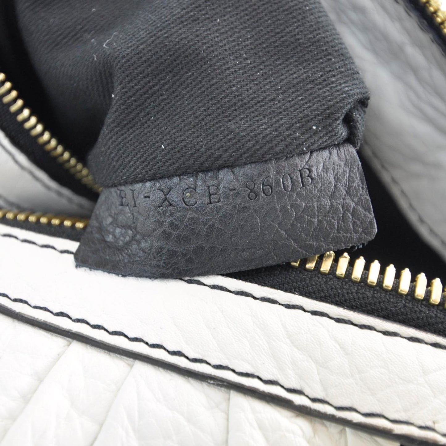 Leather Pleated Maizeon Tote Black and White