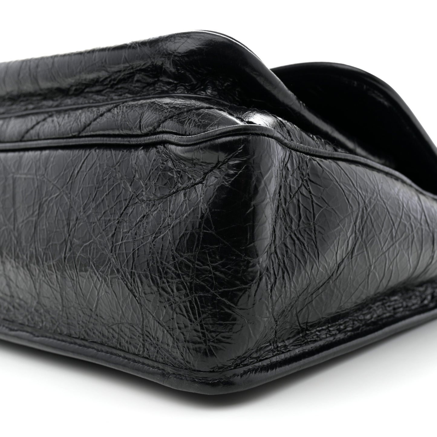 Crinkled Calfskin Matelasse Monogram Large Niki Chain Satchel Black