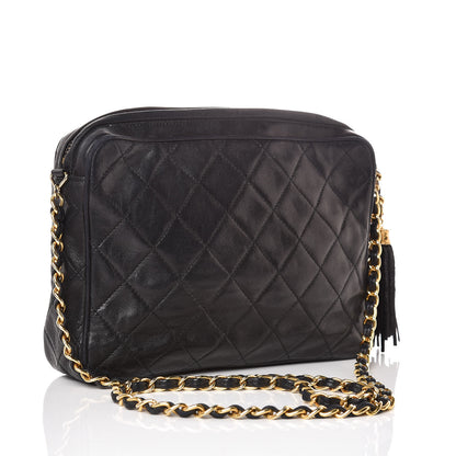 Chanel Lambskin Quilted CC Tassel Camera Case Black 3 of 11