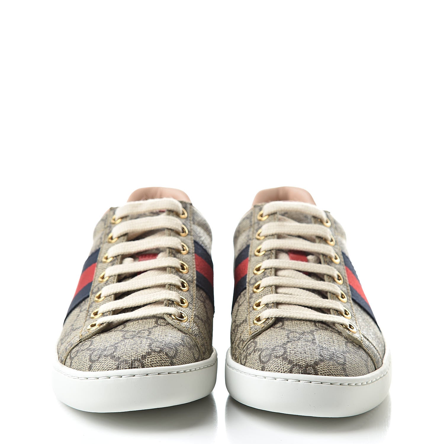 Gucci GG Supreme Monogram Ayers Web Womens Ace Sneakers 34.5 Beige 2 of 10