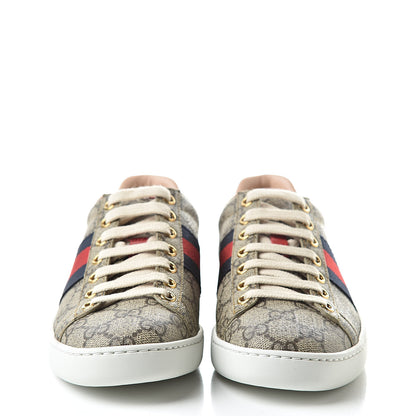 Gucci GG Supreme Monogram Ayers Web Womens Ace Sneakers 34.5 Beige 2 of 10