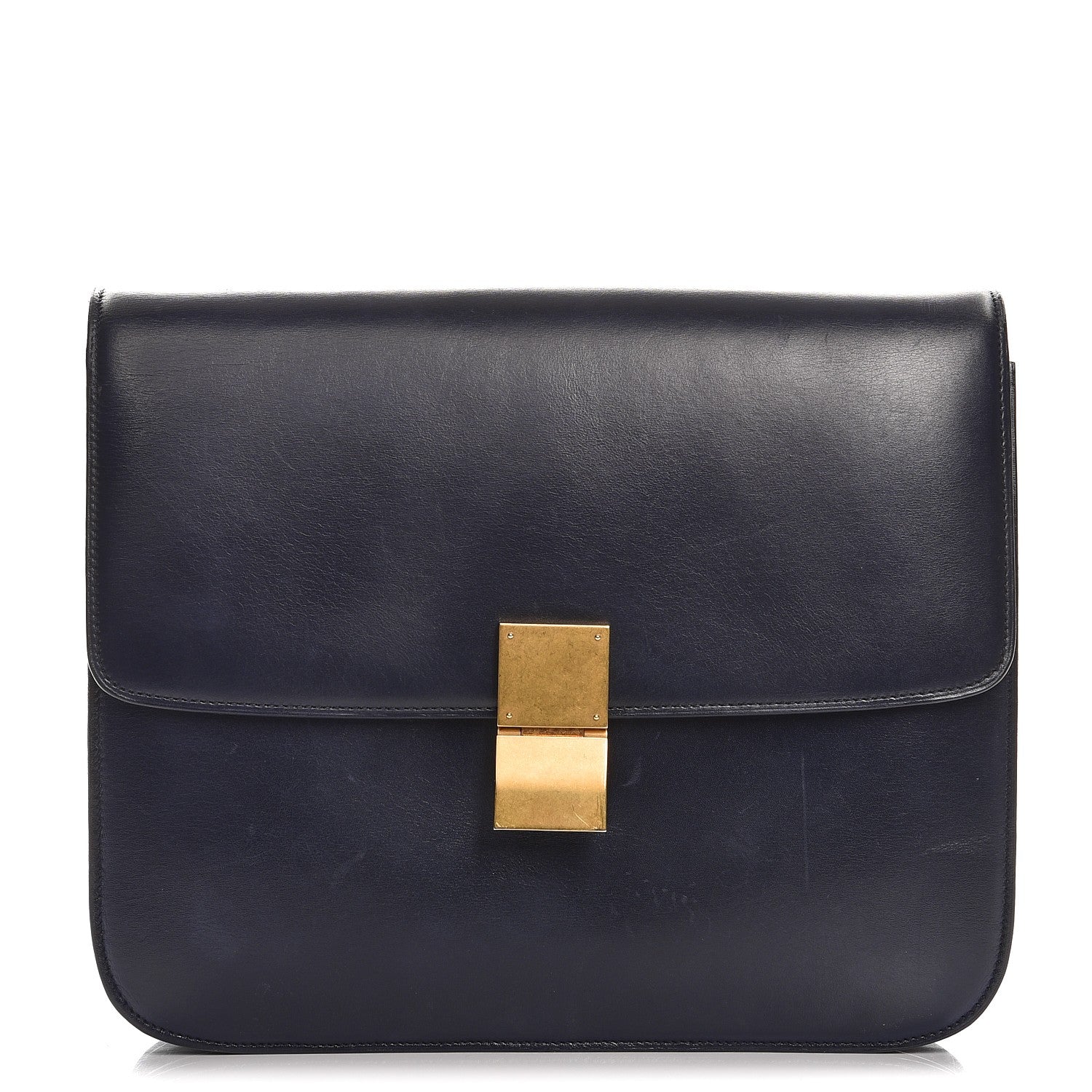 Celine Smooth Calfskin Large Classic Box Flap Bag Navy 1 of 11