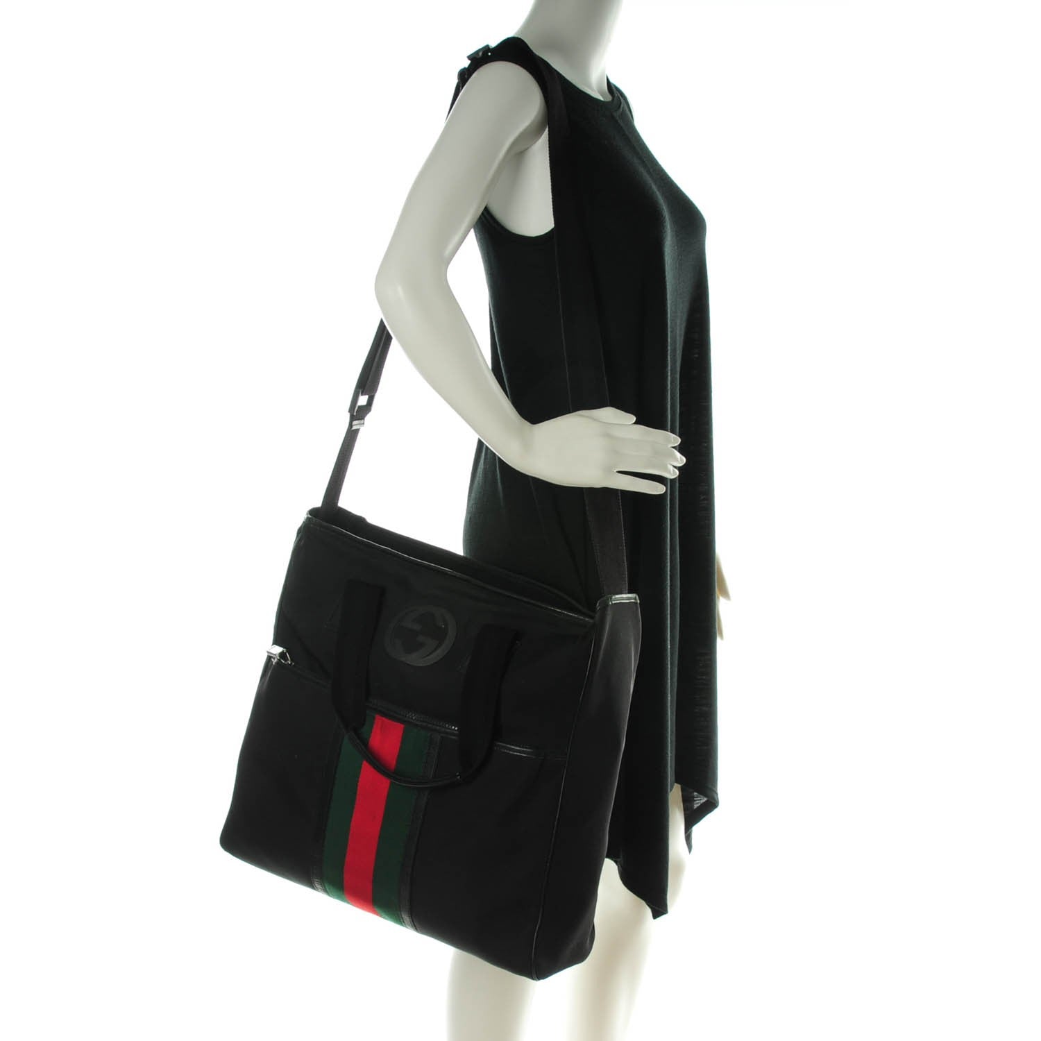 Gucci Nylon Web Interlocking Tote Black 2 of 7