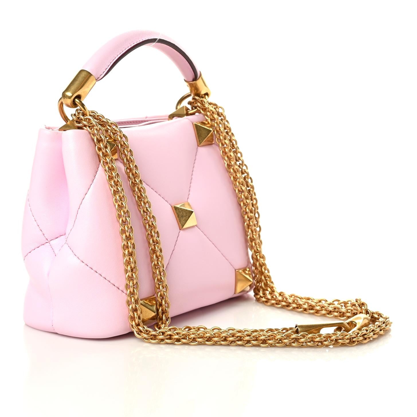 Valentino Garavani Nappa Mini Roman Stud The Handle Bag Pink Borealis 3 of 8