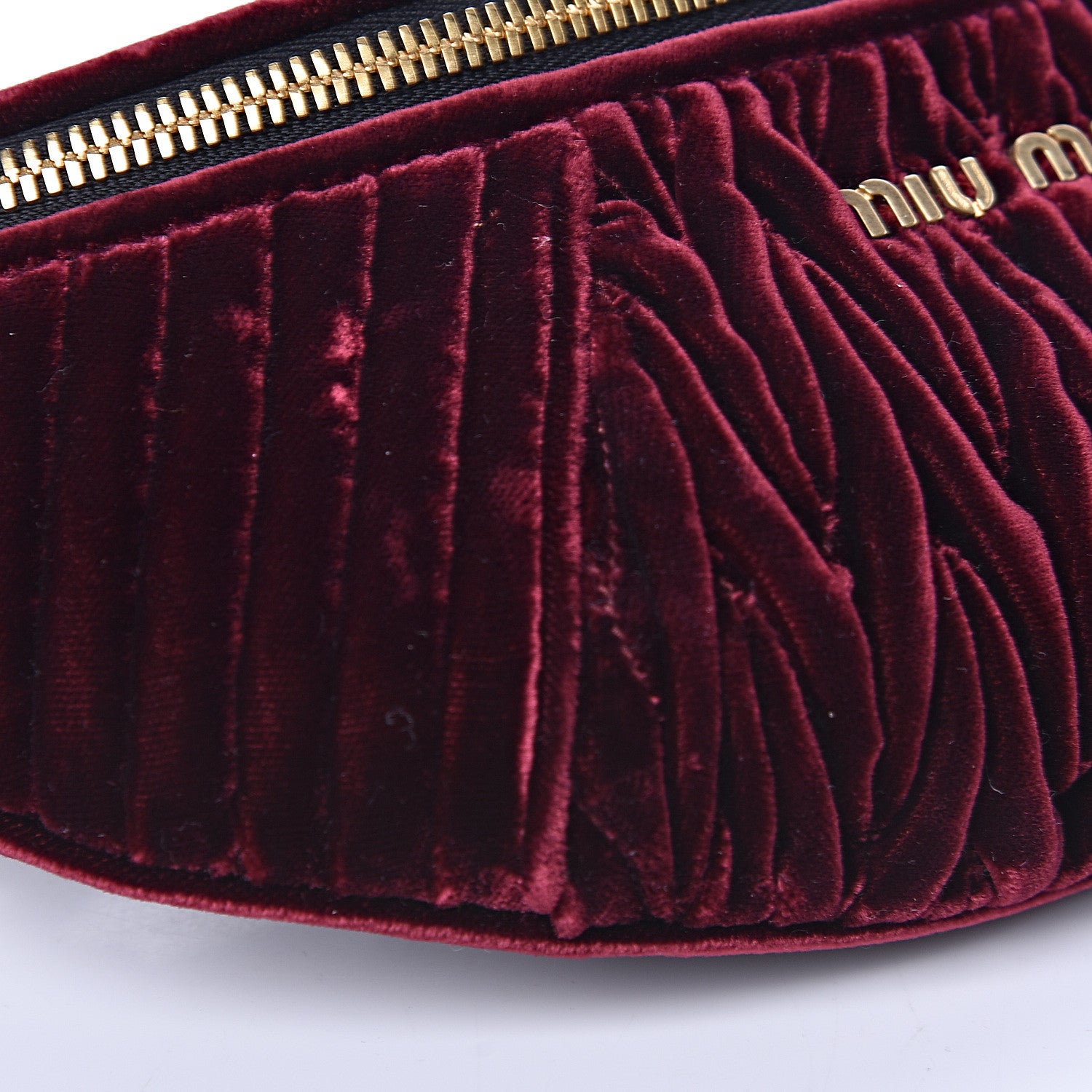 Miu Miu Velluto Matelasse Rider Belt Bag Bordeaux 476555