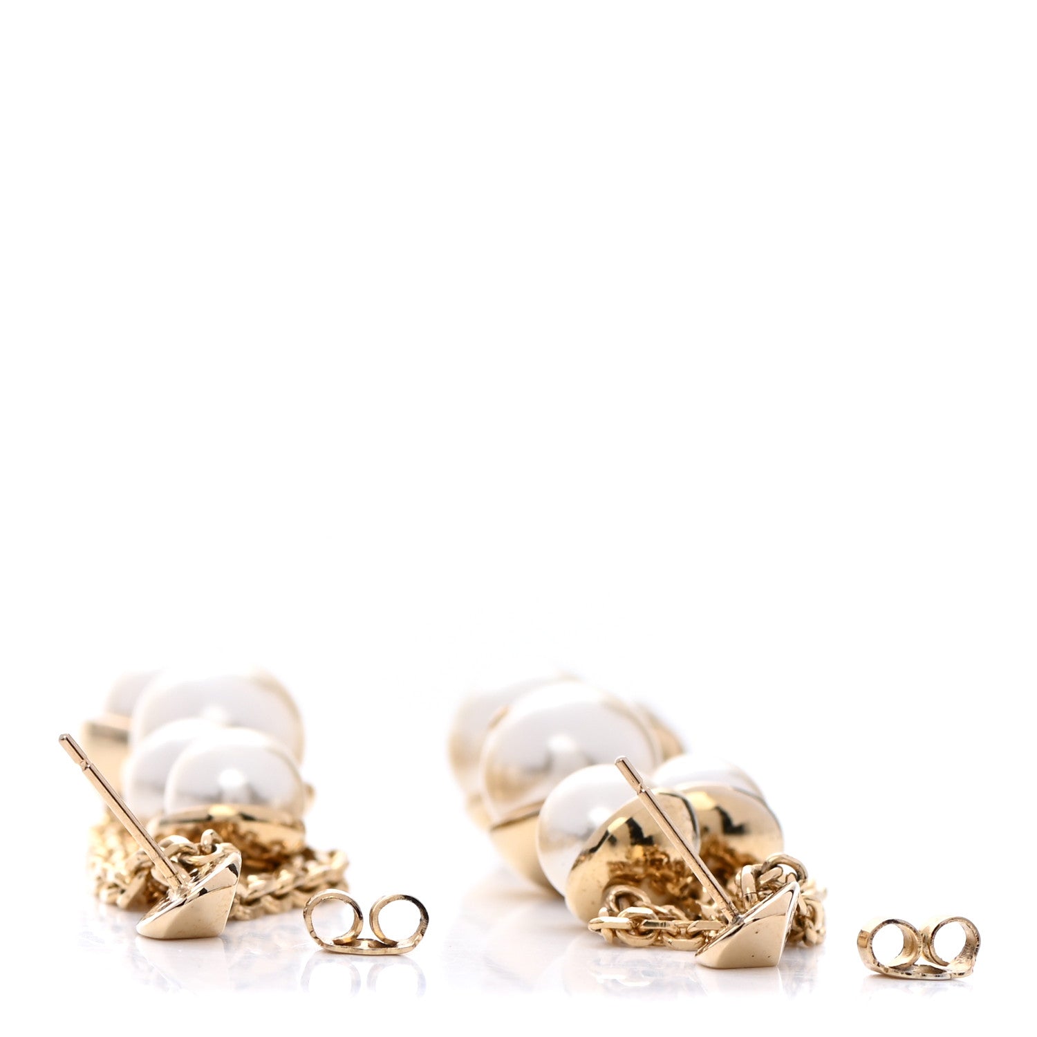 Christian Dior Pearl Chain Tribales Drop Earrings Gold 3 of 4