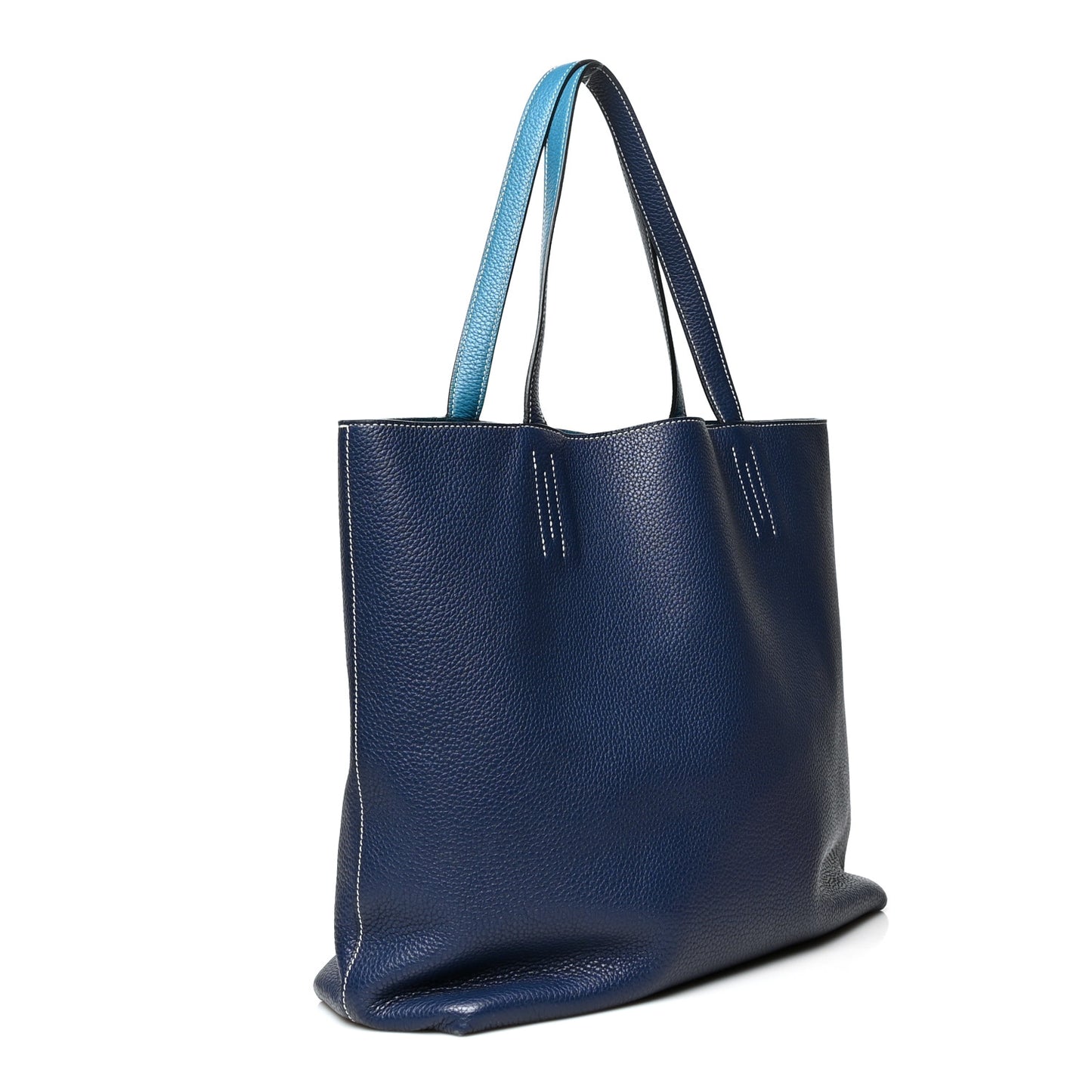 Taurillon Clemence Double Sens 36 Reversible Tote Bleu Sapphire Bleu Izmir